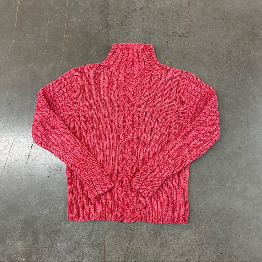 VTG‎ L.L. Bean Pink Cable Knit Turtleneck Sweater Women’s M